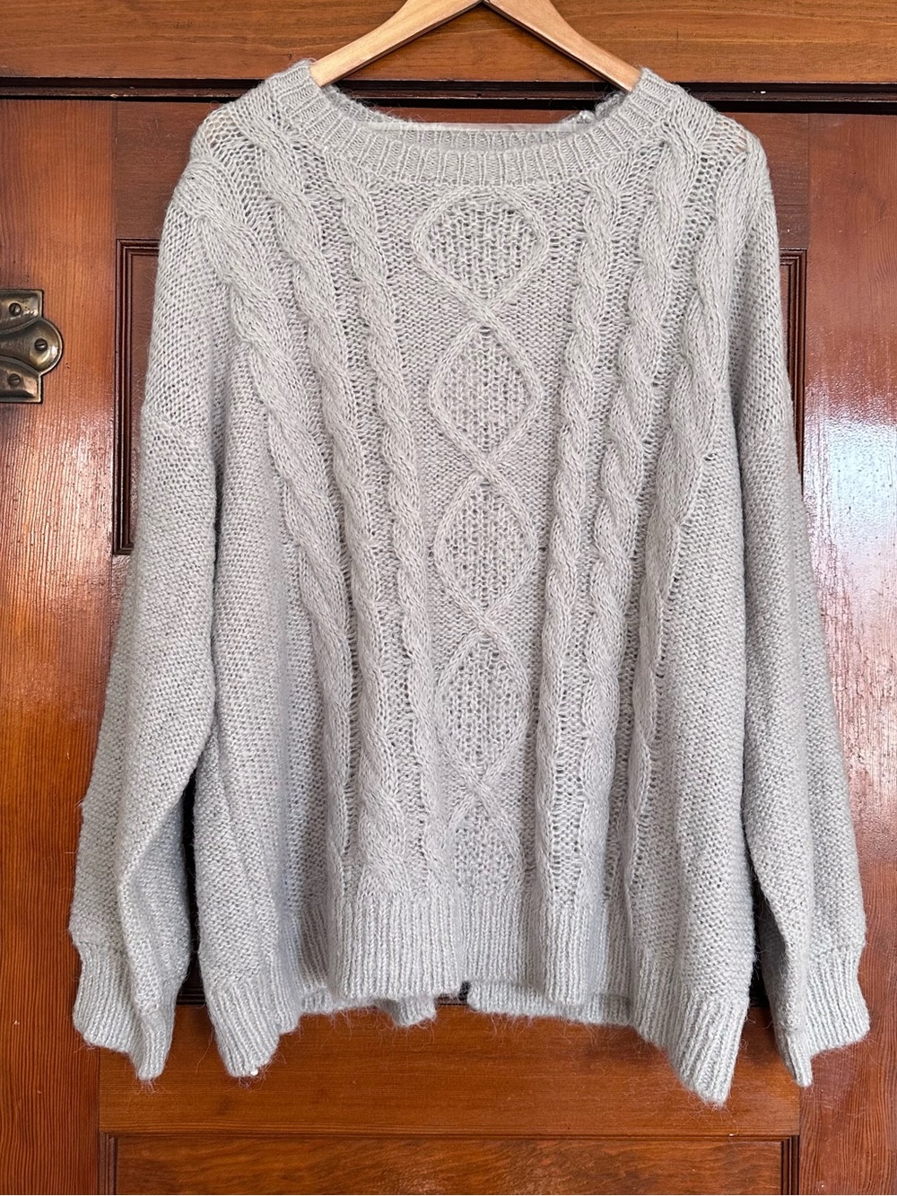 New Sanctuary Heather Ash Gray Cable Knit Crewneck Sweater Plus Size
2X Casual